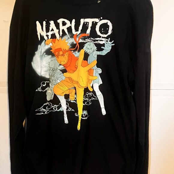 Naruto Anime Long Sleeve Tee M Black Kakashi Sasuke Graphic Shirt - Picture 1 of 5